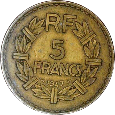 5 franvs Lavrillier Bronze-aluminium 1947